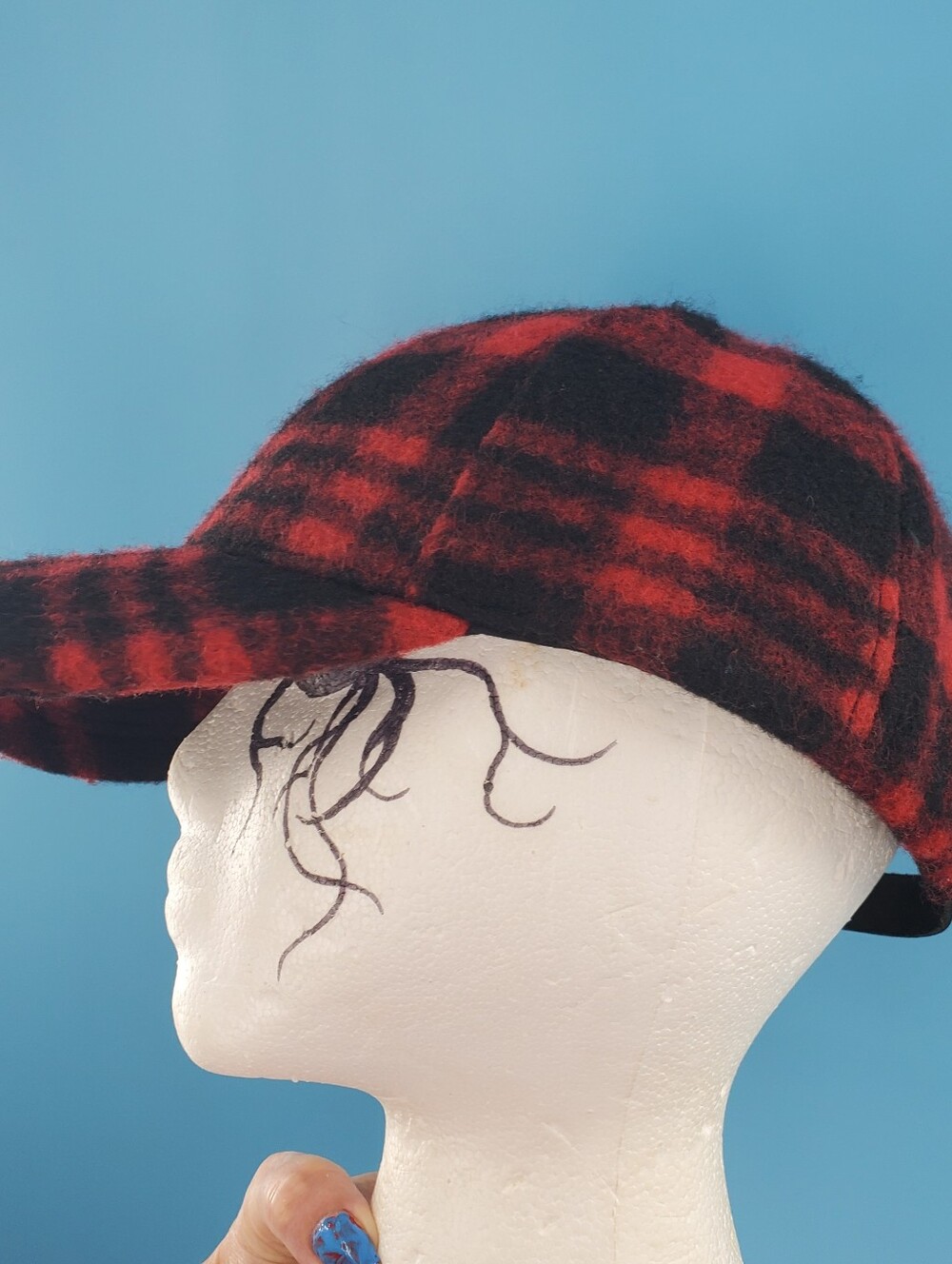 Charlie Paige wool blend red plaid cap NEW